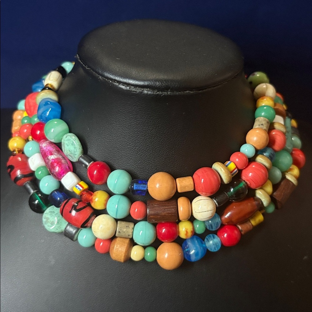 R.J. Graziano choker Necklace Chunky multi strand Regal Statement Etruscan 15"